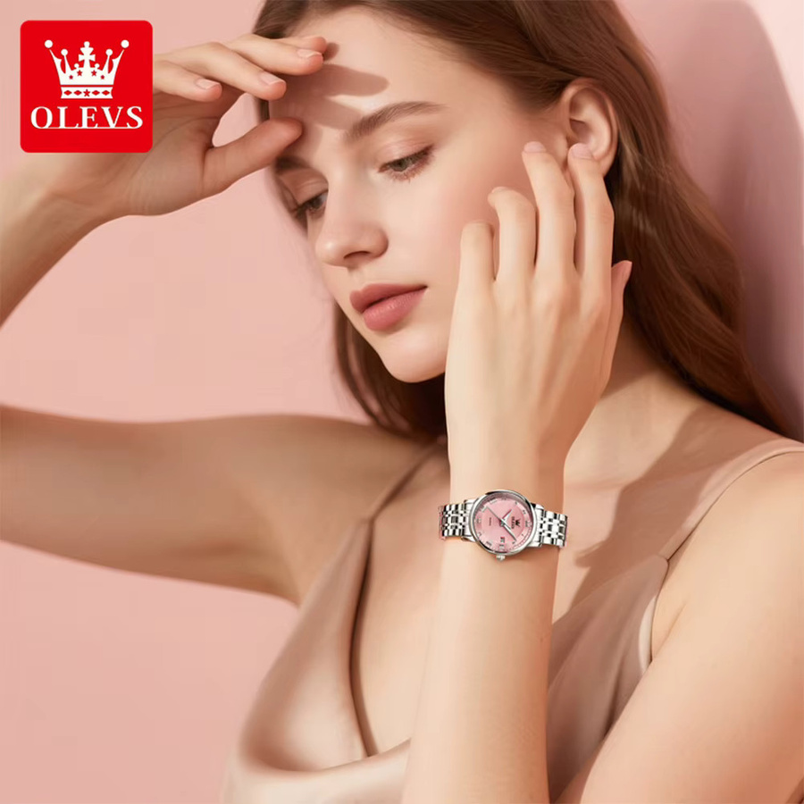 OLEVS Armbanduhr Quarz, Edelstahl, Silber, Weiß, Damen - Bild 2