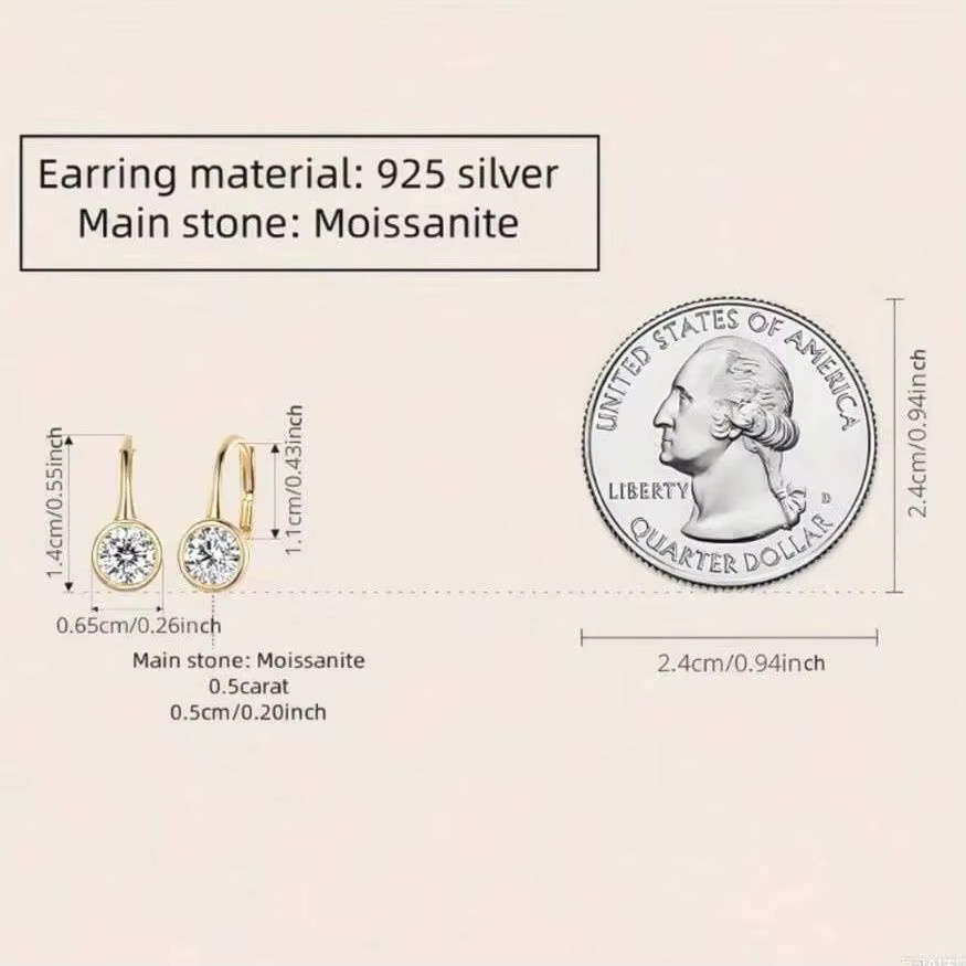 LOVESSOM Ohrringe 925 Silber, Moissanit, 0,5 Karat, Damen - Bild 3