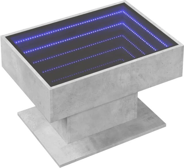 vidaXL LED-Couchtisch in Betongrau mit Eiche-Optik und Glas, B/T/H: 70 x 50 x 45 cm - Bild 1