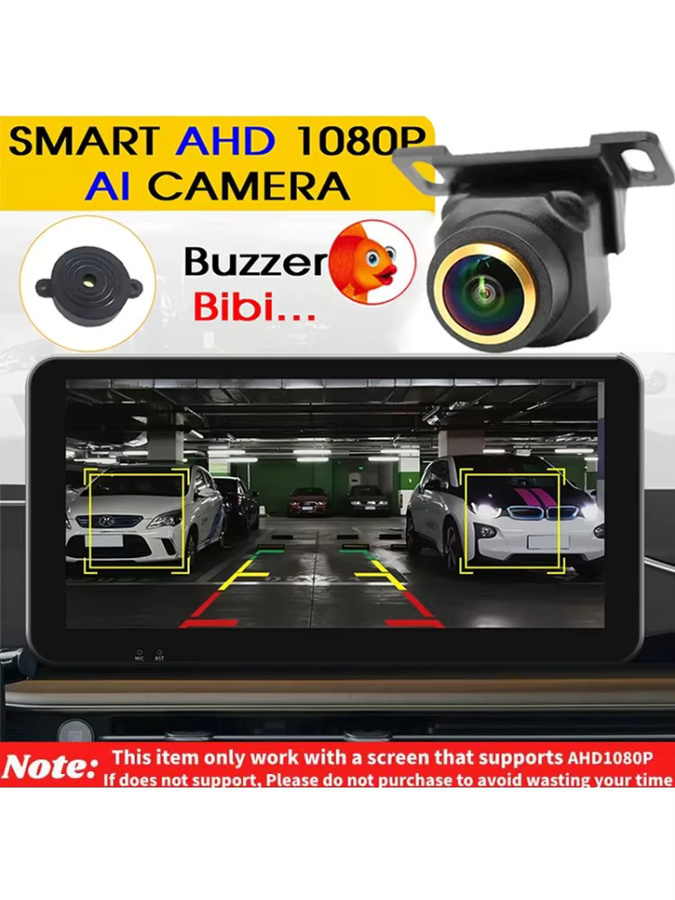 QueenDer Intelligente AI-Rückfahrkamera in Schwarz mit AHD 1080P Full HD, 170 Grad Fischaugenobjektiv, ADAS Audioalarm und Hinderniserkennung für universelle Montage vorne, hinten oder seitlich - Bild 6