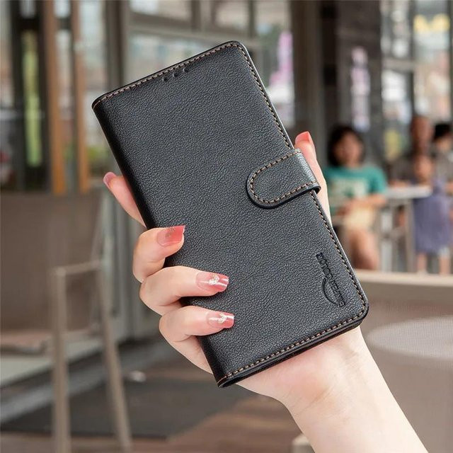 Diebstahlsichere RFID-Lederschutzhülle Wallet Flip Case für Realme C71 4G in Schwarz - Bild 1