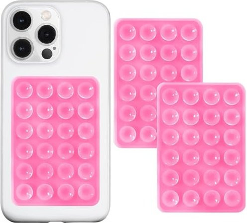 2er-Pack Silikon Handyhalterung mit Saugnapf und Magnetfunktion in Rosa für sicheren Halt bei Selfies und Videos - Bild 1