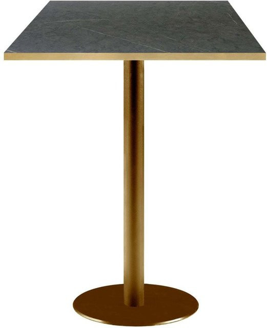 RestooTab Stehtisch Rome quadratisch mit goldmetallic Gestell und schwarz-grauer Platte, B/T/H: 60 x 60 x 113 cm - Bild 1