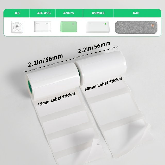 Peripage Thermo Etikettenrollen für Aufkleber, 3 Rollen, Weiß, B: 5,6 cm, H: 3 cm - Bild 1