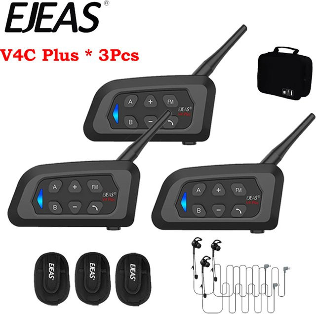 3er Set EJEAS V4C Plus Bluetooth In-Ear Kopfhörer mit Vollduplex-Funktion in Schwarz - Bild 1