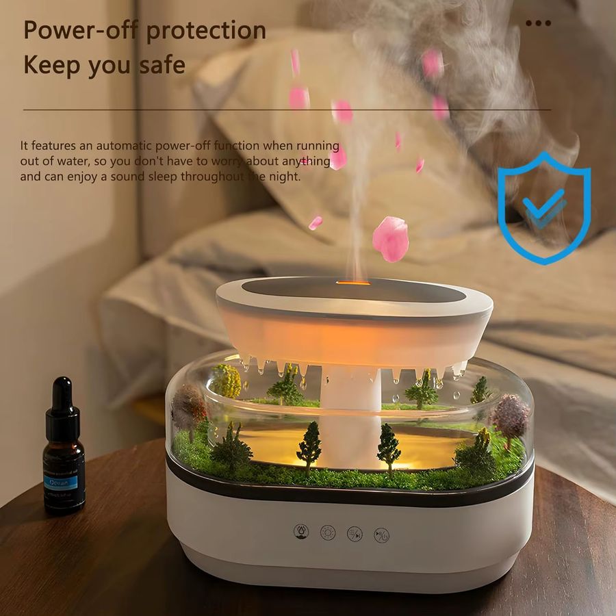 Ultraschall-Aroma-Diffusor Mikrolandschaft-Regentropfen mit buntem Licht, 250 ml, Weiß - Bild 3