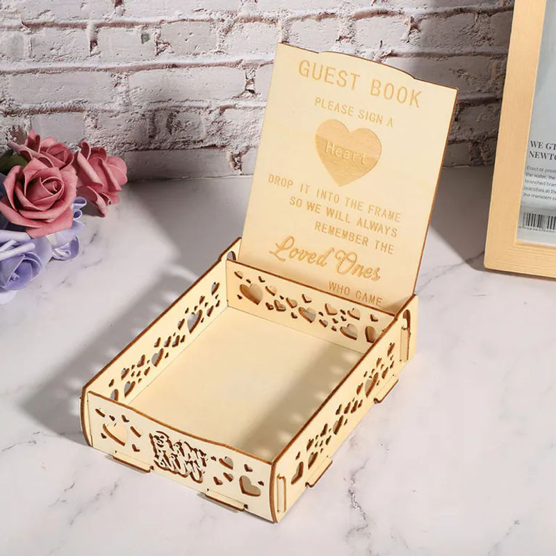 Tooarts Holz Gästebuch Box und Kartenhalter in Braun und Beige für Hochzeit und Geburtstag, Rustikaler Design-Geschenkehalter für romantische Anlässe - Bild 4