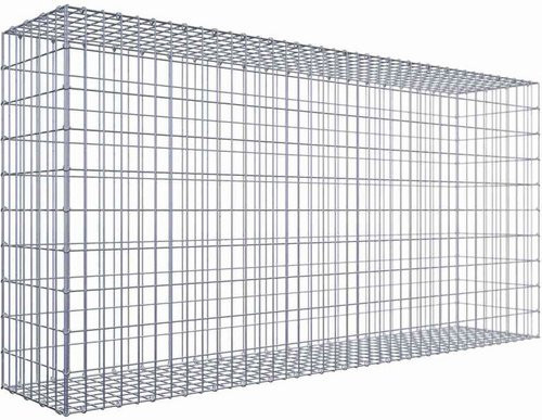 Gabiona Gabione aus Stahl in Silbergrau mit C-Ring, B/T/H: 100 x 40 x 200 cm, Maschenweite 5 x 10 cm - Bild 1
