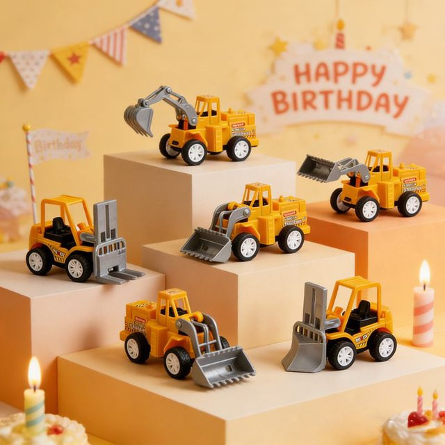 Alivparty Mini-Baumaschinen-Set, Spielzeug-Muldenkipper, 6-teiliges Set - Bild 1