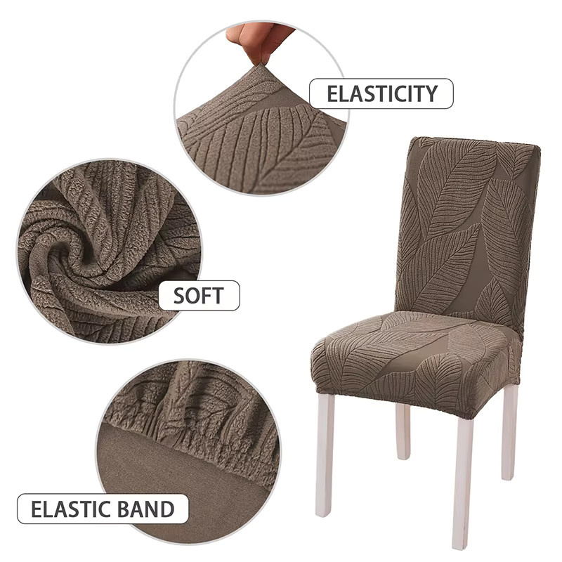 Yupartex Jacquard Stuhlhussen im nordischen Stil mit floralem Muster, Farbe Grün, 6er Set - Bild 4