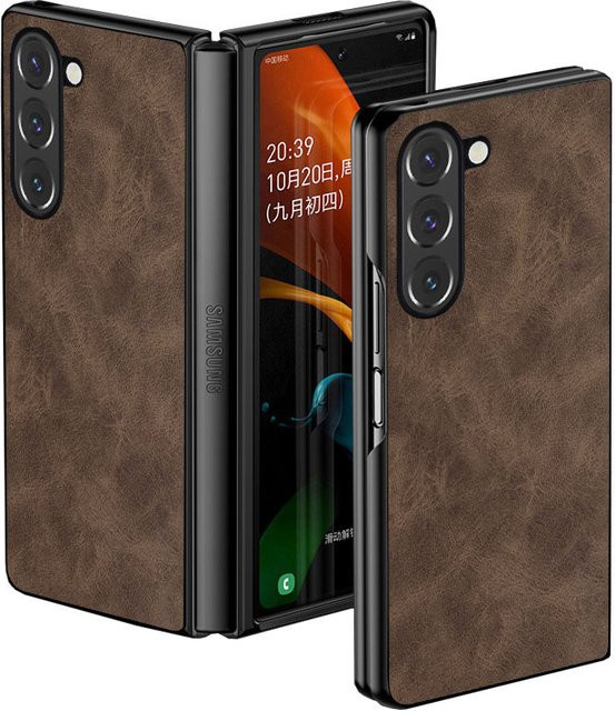 Luxus PU Leder Schutzhülle für Samsung Galaxy Z Fold 5, 4 und 3 in Grau - Bild 1