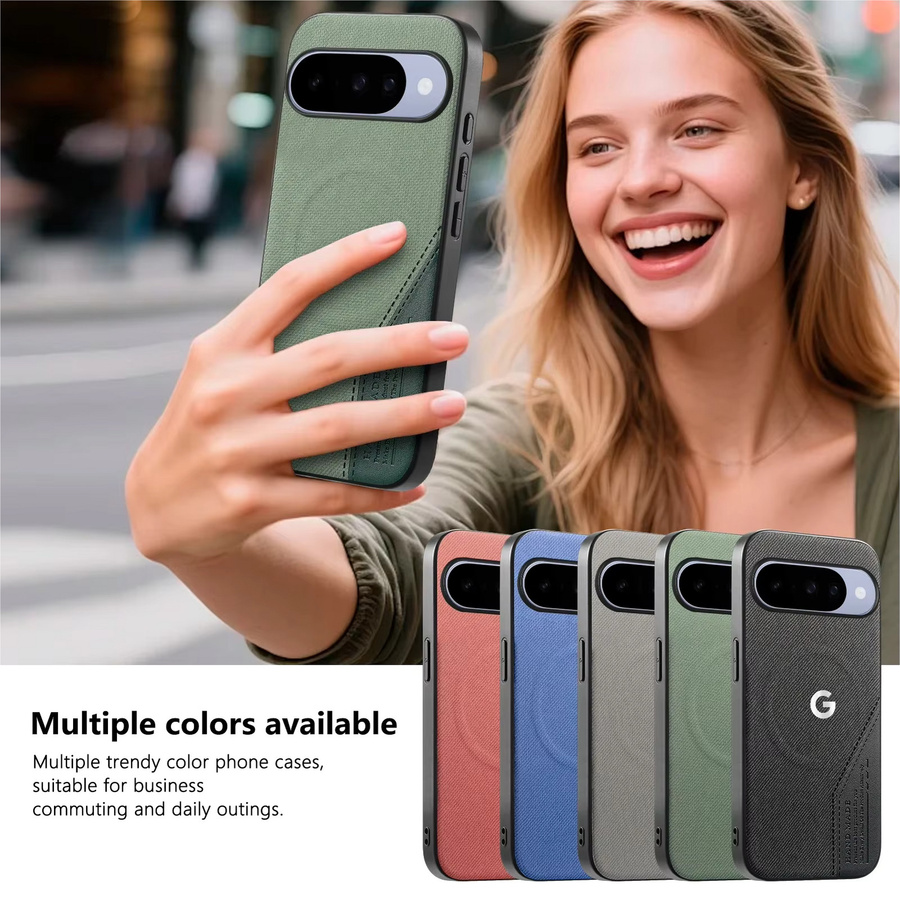 Business Gewebtes Leder MagSafe Wireless Charging Case für Google Pixel 10 Pro XL, 9 Pro, 10A und 9A – Stoßfeste Hülle in Grau und Grün - Bild 6