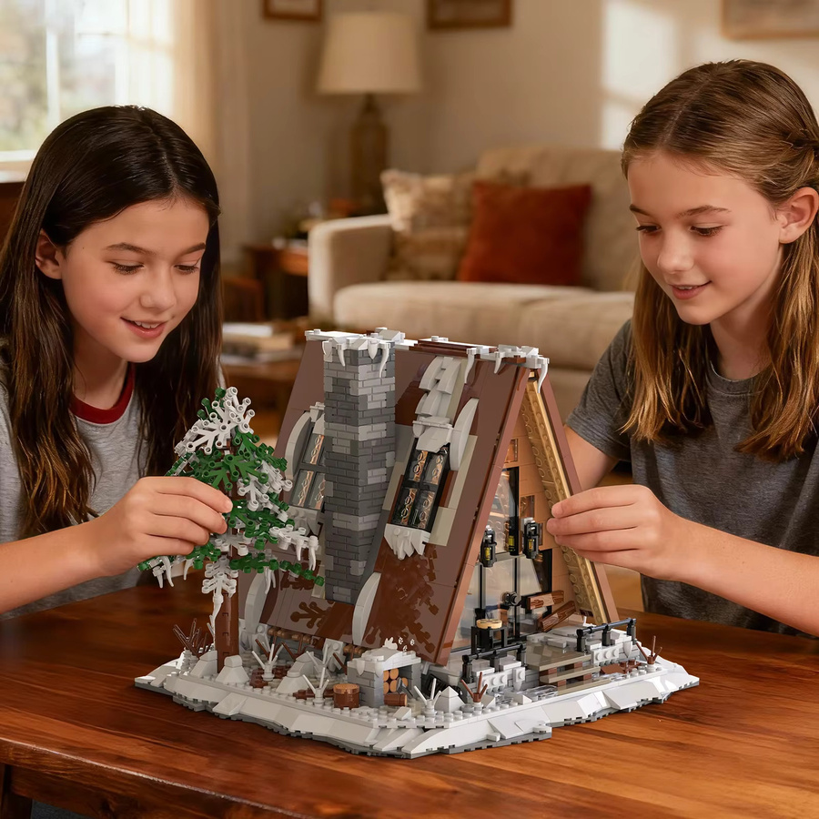 AMAZINGBLOKS Schneehaus-Bausteinset, 1508 Teile, Holz - Bild 4
