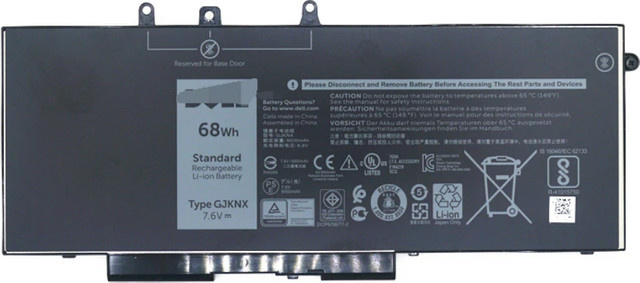 Dell Laptop-Batterie Schwarz für Latitude 5480, 5580 und Precision Mobile Workstation 3520, Lithium-Ionen 4 Zellen 8500 mAh 68 Wh (GD1JP) - Bild 1