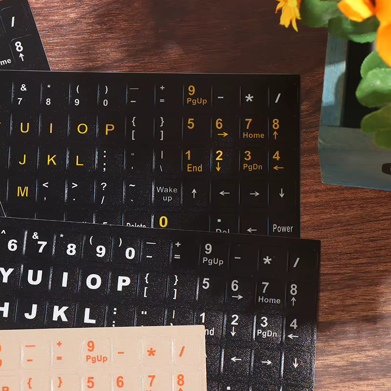 Wasserdichte Tastatur-Aufkleber mit englischem Alphabet und 120 Tasten in Schwarz - Bild 3