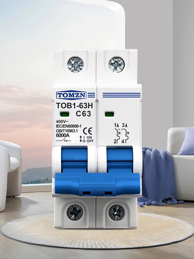 TOMZN 2P AC MCB TOB1-63H Typ C Mini-Leitungsschutzschalter 230/400V 50/60Hz in Weiß - Bild 3