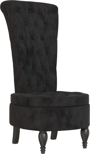 vidaXL Polsterstuhl mit hoher Rückenlehne in Schwarz aus Samt mit Knopfheftung, H: 108,0 cm, B: 56,0 cm, T: 72,5 cm - Bild 1