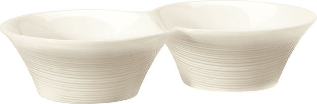 VEGA Twin-Schale Skyline Dip-Bowl aus Keramik, cremeweiß, 4er Pack, Volumen: 120 ml, L: 18 cm, B: 9,5 cm, H: 4 cm - Bild 1