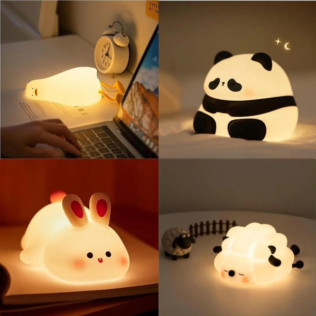 GGBEE LED Nachtlicht Silikon Kaninchen mit Touch Sensor in Weiß - Bild 1