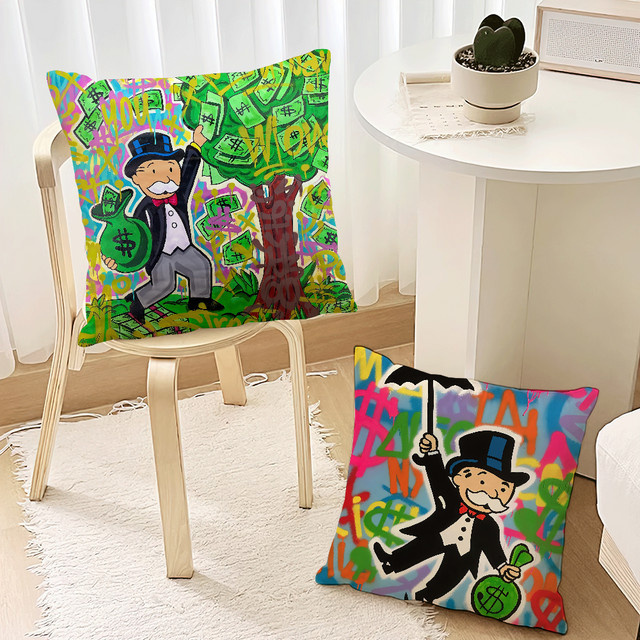 Dollar Alec M-Monopoly Luxus-Kissenbezug, quadratisch, Multicolour, B/T/H: 40 x 40 x 40 cm - Bild 1