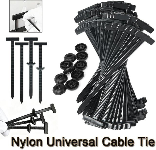 Universal Nylon Kabelbinder-Schnallen in Schwarz mit Stiftknopf-Design für Karosseriewerkzeuge - Bild 1