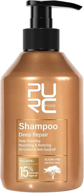 PURC Shampoo mit Arganöl, Keratin und Kollagen, für strapaziertes Haar - Bild 1