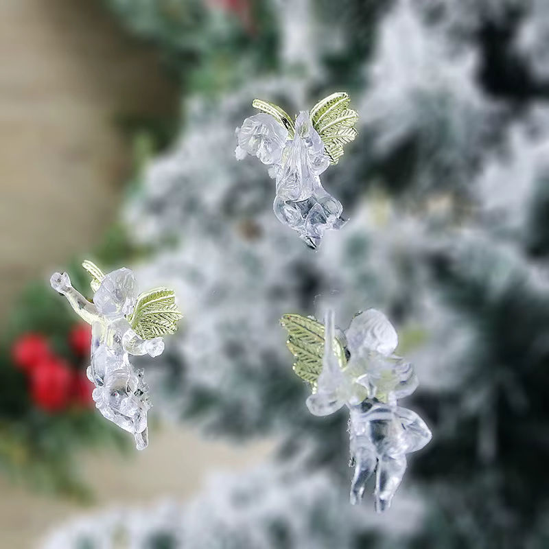 RIBBON HOUSE Engel Anhänger transparent aus Kunststoff für Weihnachten, Silvester und Party, 4er Set, Maße: 5 x 7 cm - Bild 2