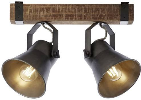 Brilliant Decca Spotbalken 2-flammige Deckenleuchte aus Stahl und Holz in Schwarz, dimmbar, E27 - Bild 1