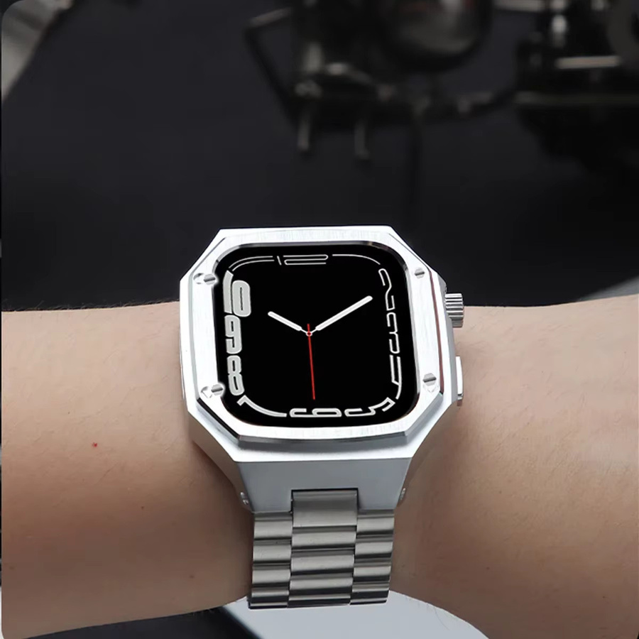 FancyWrist Uhrenarmband mit Gehäuse, Edelstahl, Silber, Apple Watch - Bild 2