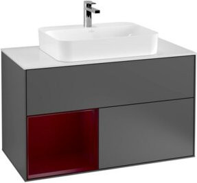 V&B Waschtischunterschrank Finion 100 mit Wandbeleuchtung in Anthrazit und Grau, Breite: 100 cm, Höhe: 50,1 cm, Tiefe: 50,1 cm - Bild 1