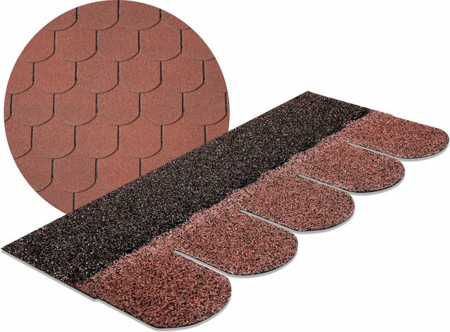 Woodtex Dachschindeln Biberschwanz aus Bitumen mit Glasvlieseinlage in Dunkelrot 3 m² - Bild 2