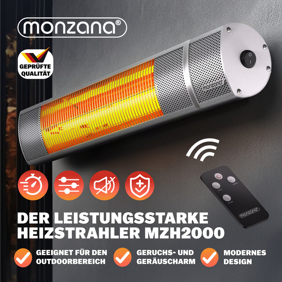 Heizstrahler Monzana MZH2000 Silber 2000W aus Aluminium - Bild 2
