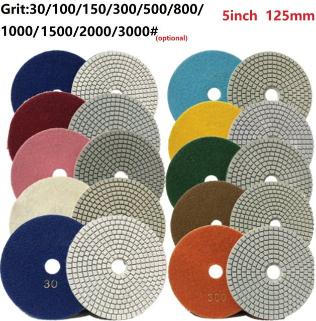 VIBRATITE Flexible Schleifpads 125 mm für Granit, Marmor und Beton in verschiedenen Körnungen, Mehrfarbig - Bild 1