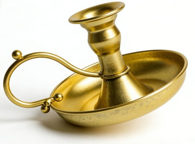 Vintage Taper Kerzenhalter aus Metall in Goldfarben mit Griff für Tischdekoration und Hochzeiten - Bild 1