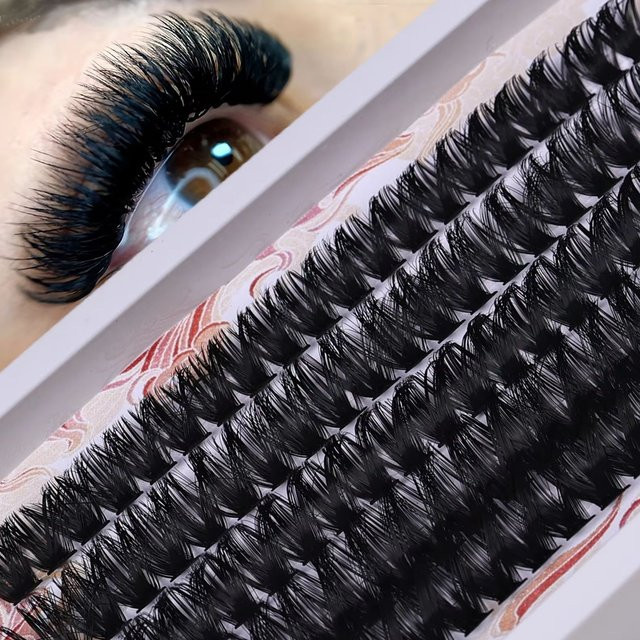 JIEFUXIN Wimpernbüschel, 100 Stück, 3D Russische Volumen-Wimpern, Black, Unisex - Bild 1