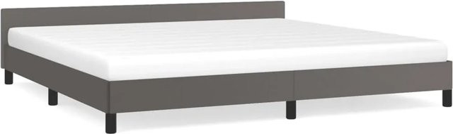 vidaXL Bettgestell mit Kopfteil in Grau aus Kunstleder, B/T: 200 x 200 cm - Bild 1