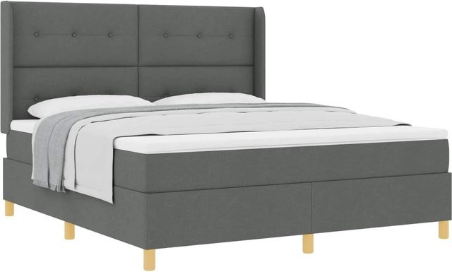 vidaXL Boxspringbett mit Matratze und Taschenfederkern in Grau und Gold, B/T/H: 180 x 200 x 183 cm - Bild 1