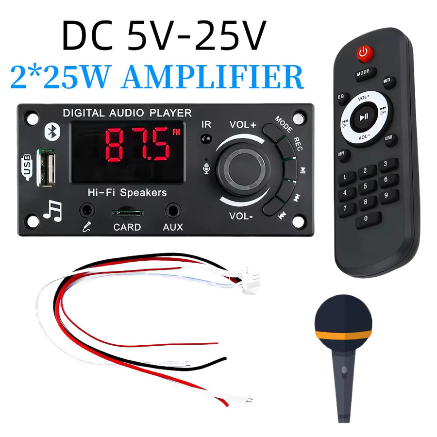 Kebidu Bluetooth 5.0 Verstärker Modul 100W mit MP3 WAV Decoder, USB, TF-Karte und FM-Radio in Schwarz - Bild 6
