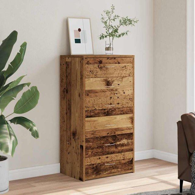Vidaxl Kommode mit 6 Schubladen in Altes Holz, Farbe Braun, B/T/H: 50 x 34 x 96 cm - Bild 1