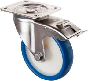 BS Rollen Transportrolle aus Edelstahl in Silber und Blau, B/T/H: 160 x 32 x 120 cm - Bild 1