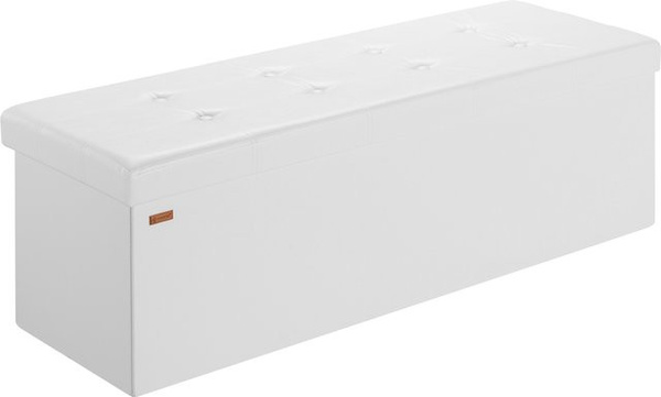 Casaria Sitzbank mit Stauraum in Weiß, faltbar, B/T/H: 115 x 38 x 38 cm