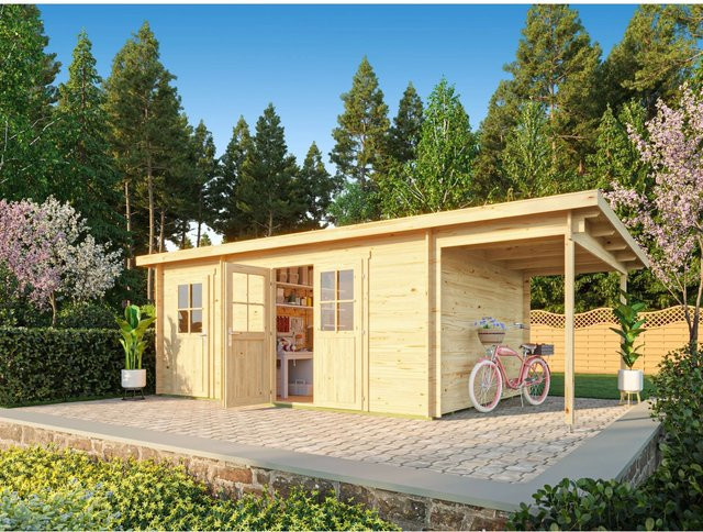 Fjordholz Gartenhaus Ezra 5I mit Pultdach, Unbehandeltes Holz, Braun - Bild 1