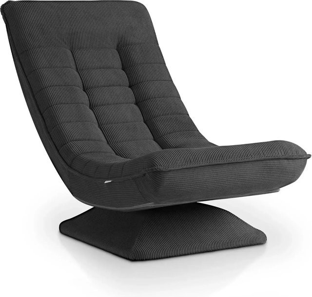 Juskys Relaxsessel Korsika in Grau mit Cord-Bezug, 360 Grad drehbar und ergonomischer Schaumstoffpolsterung - Bild 2