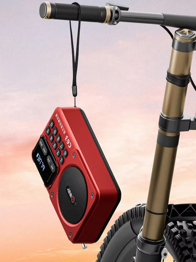 JINSERTA Tragbares UKW-Radio mit USB-C Ladefunktion und kabellosem Lautsprecher in Rot, MP3-Player mit USB- und TF-Kartenslot - Bild 5