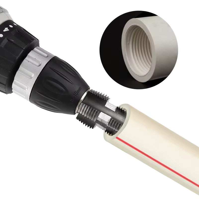 QSTEXPRESS Elektrisches und manuelles Werkzeug zum Innengewindeschneiden für PPR und PPE Wasserrohre, Farbe: Silber - Bild 2