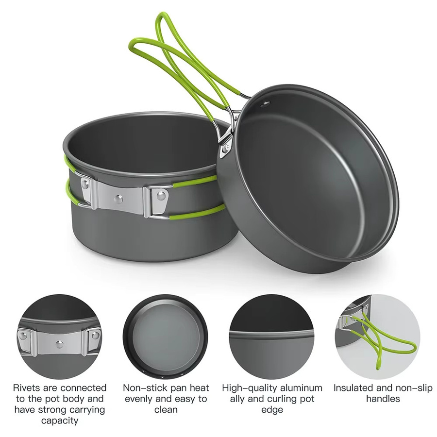 LISM 4-teiliges Outdoor-Kochgeschirr-Set aus Aluminium für 2-3 Personen - Bild 2