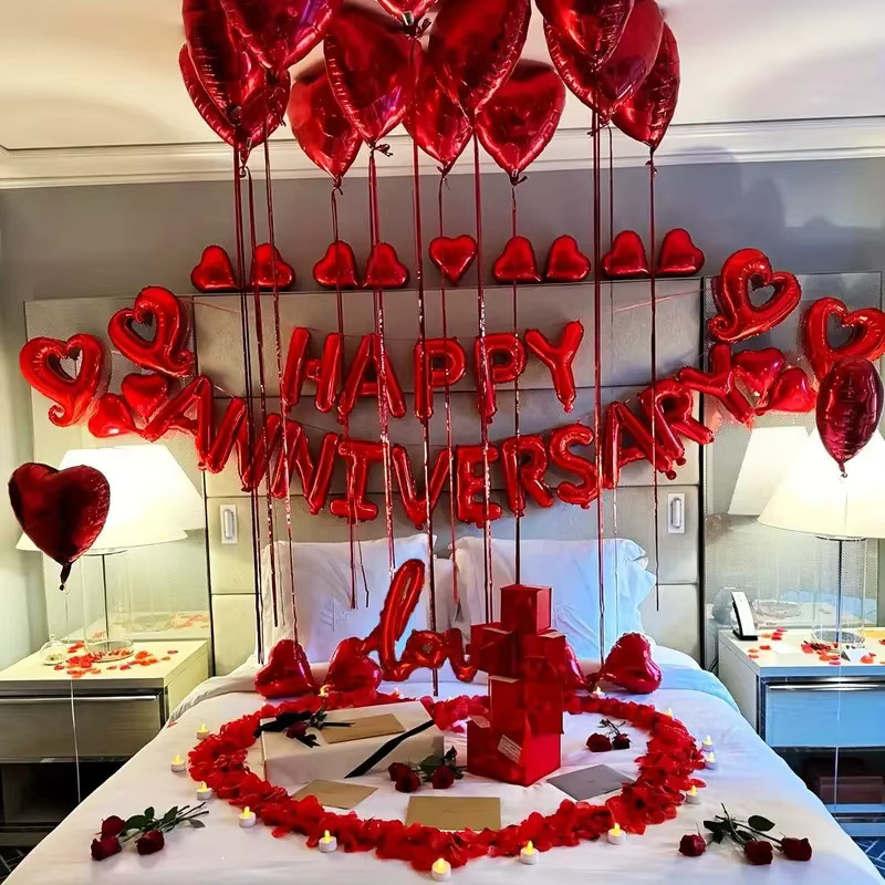 YAYB Jubiläums-Buchstaben-Folienballons Set in Rot für Hochzeit, Verlobung und Valentinstag, 16 Zoll - Bild 3
