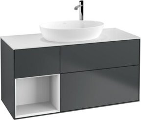 V&B Finion Waschtischunterschrank mit Wandbeleuchtung, Farbe Grau lackiert, Breite: 120 cm, Tiefe: 50,1 cm, Höhe: 50,1 cm - Bild 1