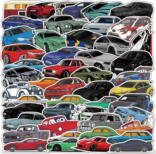 Charile Vintage Retro Rennwagen-Aufkleber, Sticker, 10/30/50 Stück - Bild 1