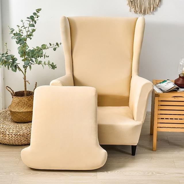 Coolazy Ohrensessel-Schonbezüge aus Stretch-Spandex, 2er-Set, beige, Universal-Möbelschutz aus Polyester - Bild 1